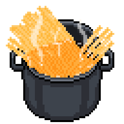 A pixel pot of spaghetti