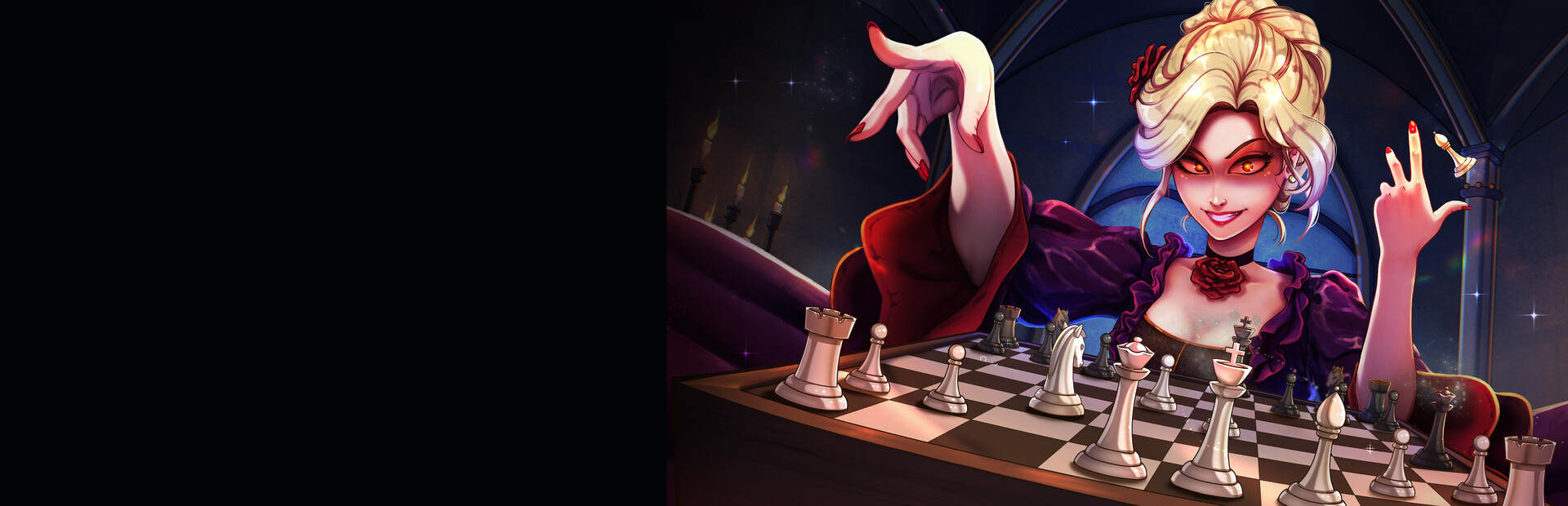 Yes, My Queen key art — the Blood Queen at a chessboard